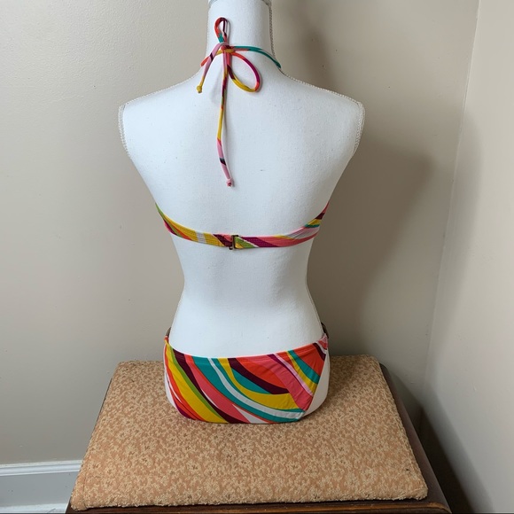 Colorful Striped Wood Beaded 2 Piece Bikini - Picture 2 of 5